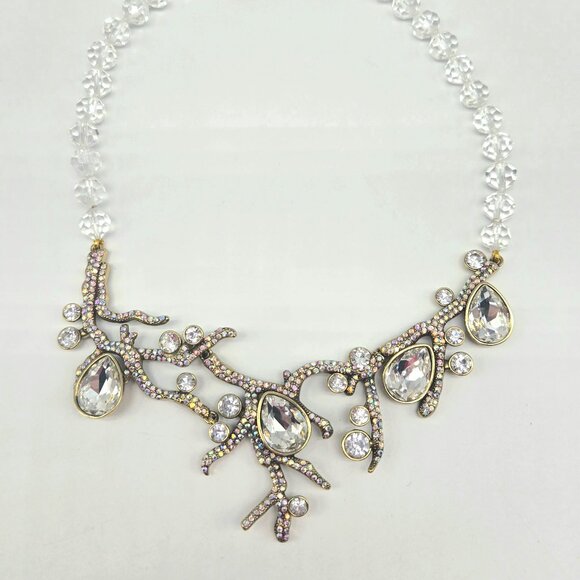 Heidi Daus Budding Branch Aurora Borealis Swarovski Crystal Coral Necklace NIB - Picture 8 of 11